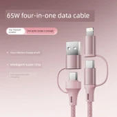 Dört-in-Bir Hızlı Şarj Data Kablosu - 1.5m - Rose Gold thumbnail 1