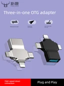 3'ü 1 Arada OTG Adaptör - Gümüş Alüminyum Alaşım - Apple/Type-C/Android - 2