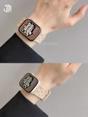 Apple Watch 49mm (Ultra 1/2. Nesil) Elmas Desenli Silikon Kordon - Kumlu Bej - 4