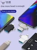 3'ü 1 Arada OTG Adaptör - Gümüş Alüminyum Alaşım - Apple/Type-C/Android - 4