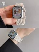 Apple Watch 49mm (Ultra 1/2. Nesil) Elmas Desenli Silikon Kordon - Kumlu Bej - 3