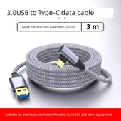 USB 3.0 - Type-C Hızlı Şarj ve Data Kablosu - 3 Metre Gri - 1