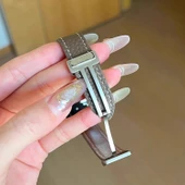 Xiaomi Bracelet 9pro Kremsi Beyaz Manyetik Deri Kordon - 3