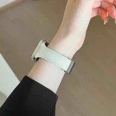 Xiaomi Bracelet 9pro Kremsi Beyaz Manyetik Deri Kordon - 6