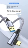 USB 3.0 - Type-C Hızlı Şarj ve Data Kablosu - 3 Metre Gri - 6