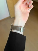 Xiaomi Bracelet 9pro Kremsi Beyaz Manyetik Deri Kordon - 11