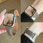 Xiaomi Bracelet 9pro Kremsi Beyaz Manyetik Deri Kordon - 2