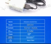 USB - DC 5.5 x 2.5mm Güç Kablosu 5A - 1 Metre - Bakır - 8