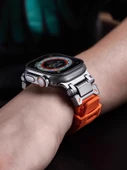 Apple Watch 42mm S1/2/3 Explorer Titanyum-Mavi Silikon Kordon - 2