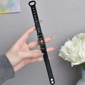 Huawei Glory 4/5 Deri Akıllı Saat Kordonu - Siyah Metalik Siyah Çerçeve thumbnail 1