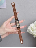 Huawei Glory 4/5 Deri Akıllı Saat Kordonu - Siyah Metalik Siyah Çerçeve thumbnail 11