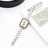 Apple Watch Paslanmaz Çelik Metal Kordon - Yıldız Işığı - 41mm (iwatch 7/8/9) - 1