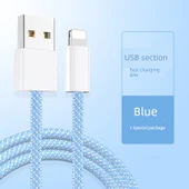 Apple Lightning USB-A Kablo 2m - Gök Mavisi - USB Sertifikalı - 1