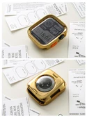 Apple Watch 44mm Elektro Kaplama Altın Düz Kenar Yumuşak Kılıf ve Su Jeli Film - 11