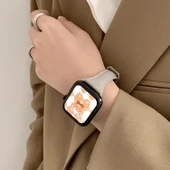 Huawei Fit-2 Uyumlu Deri Akıllı Saat Kordonu - İğne Tokalı Sütlü Kahve - 3