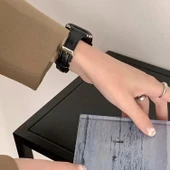 Huawei Fit-2 Uyumlu Deri Akıllı Saat Kordonu - İğne Tokalı Sütlü Kahve - 4