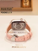 Apple Watch 44mm (4~6. Nesil/SE) Uyumlu Pembe Deri Kordon - 7