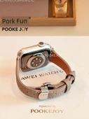 Apple Watch 44mm (4~6. Nesil/SE) Uyumlu Pembe Deri Kordon - 10