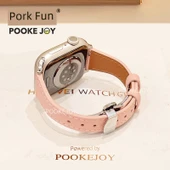 Apple Watch 41mm (7~9. Nesil) Uyumlu Pembe Deri Kordon - 1