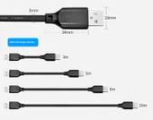 USB 2.0 Erkek Erkek Data Kablosu - 5 Metre - Siyah - 3A - 8