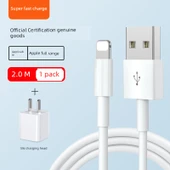 Hızlı Şarj Kablosu - 2.0 Metre - USB + 5W Şarj Başlığı Seti - 1