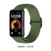 Huawei Band 9/8/NFC Uyumlu Elastik Örgü Kayış - Sürgülü Toka - Yeşil thumbnail 1