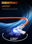180 Derece Dönebilen Çift Type-C USB Kablo 120W - 1 Metre - Siyah Altın (Model 1) - 11