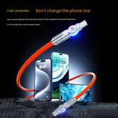 180 Derece Dönebilen Çift Type-C USB Kablo 120W - 1 Metre - Siyah Altın (Model 1) - 4