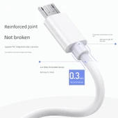 Android USB Şarj ve Data Kablosu 4A Güçlendirilmiş Beyaz 1m [Bir Alana Bir Bedava] + 2A Çift Portlu Şarj Başlığı - 4