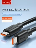 Çift USB Type-C 5A Hızlı Şarj Kablosu - 1M Köşe Başlıklı Type-C 2.0 + USB 3.0 - Type-C Adaptörlü - 2