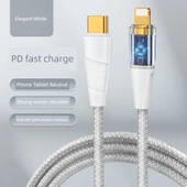 iPhone iPad Hızlı Şarj Kablosu - Beyaz 2m PD 35W Düşük Sıcaklık Hızlı Şarj - 1