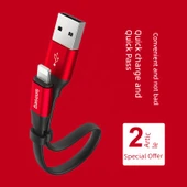 Apple Lightning Hızlı Şarj ve Data Kablosu 2'li Paket - 23cm - Kırmızı ve Siyah - 2
