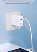 Mate70 Pro/RS 100W Çift Port Hızlı Şarj Başlığı - 2 Metre USB-C Kablolu - 10