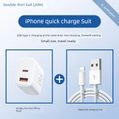 20W Çift Portlu Şarj Aleti ve 1 Metre Apple Şarj Kablosu - 1
