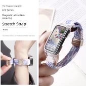 Huawei Bileklik 9/8 Örme Manyetik Tokalı Kordon - Siyah ve Kırmızı - 5