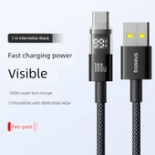 USB - Type-C 100W Hızlı Şarj Kablosu - Beyaz Ay - 2 Metre thumbnail 2