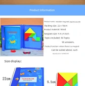 Manyetik Tangram Puzzle - Mavi - 656 Sorulu + Yedek Aksesuarlı - 8