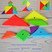 Manyetik Tangram Puzzle - Mavi - 656 Sorulu + Yedek Aksesuarlı - 4