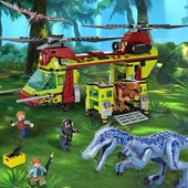 Jurassic Dinozor Parkı Yapı Blokları - Ağır Pençe Ejderha Helikopter Savaşı - 585 Parça - 1