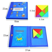 Manyetik Tangram Puzzle - Mavi - 656 Sorulu + Yedek Aksesuarlı - 5
