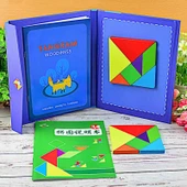 Manyetik Tangram Puzzle - Mavi - 656 Sorulu + Yedek Aksesuarlı - 1