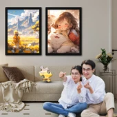 Fotoğraflı DIY Puzzle - 300-500 Parça - Siyah Çerçeveli - Ying Kısa Üç Küçük - 6