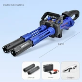 Elektrikli Gatling Oyuncak Silah - Mavi Model / 3 Adet + Kamuflaj Yelek + Hedef thumbnail 1