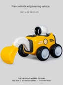 3'lü Basmalı Islık Sesli Oyuncak İş Makinesi - Ekskavatör + Yer Delme + Dozer - 2