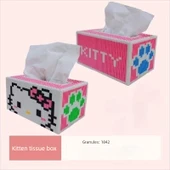 DIY Kedi Peçete Kutusu Yapım Blokları Oyuncak - Hello Kitty Peçete Kutusu + Blok Çekiç thumbnail 1