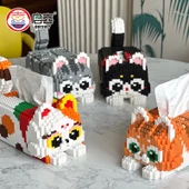 DIY Kedi Peçete Kutusu Yapım Blokları Oyuncak - Hello Kitty Peçete Kutusu + Blok Çekiç thumbnail 2