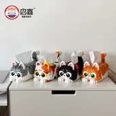 DIY Kedi Peçete Kutusu Yapım Blokları Oyuncak - Hello Kitty Peçete Kutusu + Blok Çekiç thumbnail 3