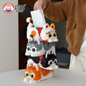 DIY Kedi Peçete Kutusu Yapım Blokları Oyuncak - Hello Kitty Peçete Kutusu + Blok Çekiç thumbnail 4