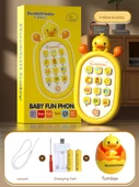Çocuk Oyuncak Telefon - Sarı Ördek (Şarjlı) Kayıp Önleyici İp ve Ördek Bardak - 1