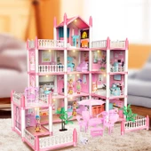 3D Kız Çocuk Oyun Evi - Pembe - 5 Oda 2 Teraslı - 2. Kat, 1 Işıklı ve 2 Bebekli - 4